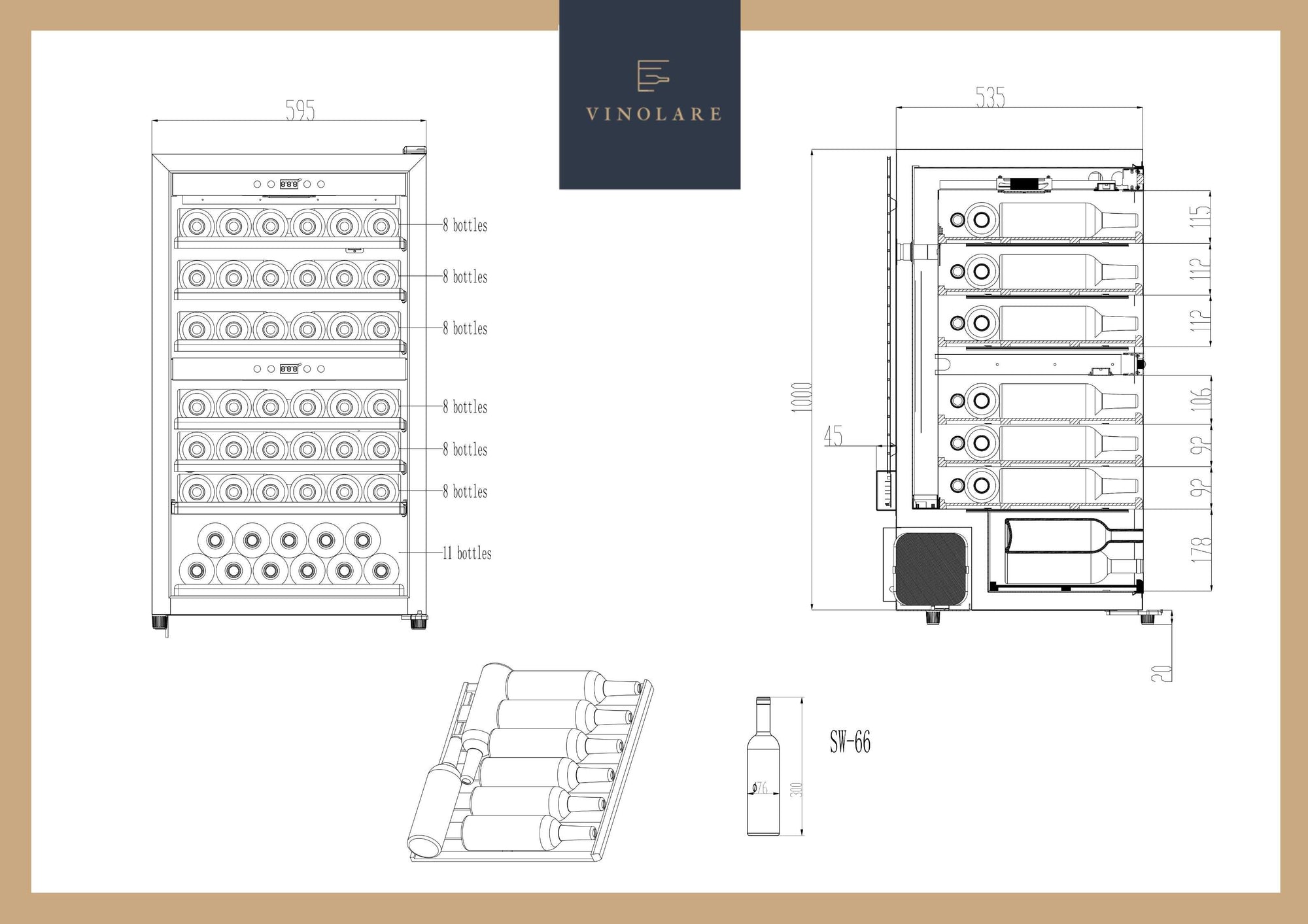 Wijnklimaatkast Vinolare Allegreza - vrijstaand