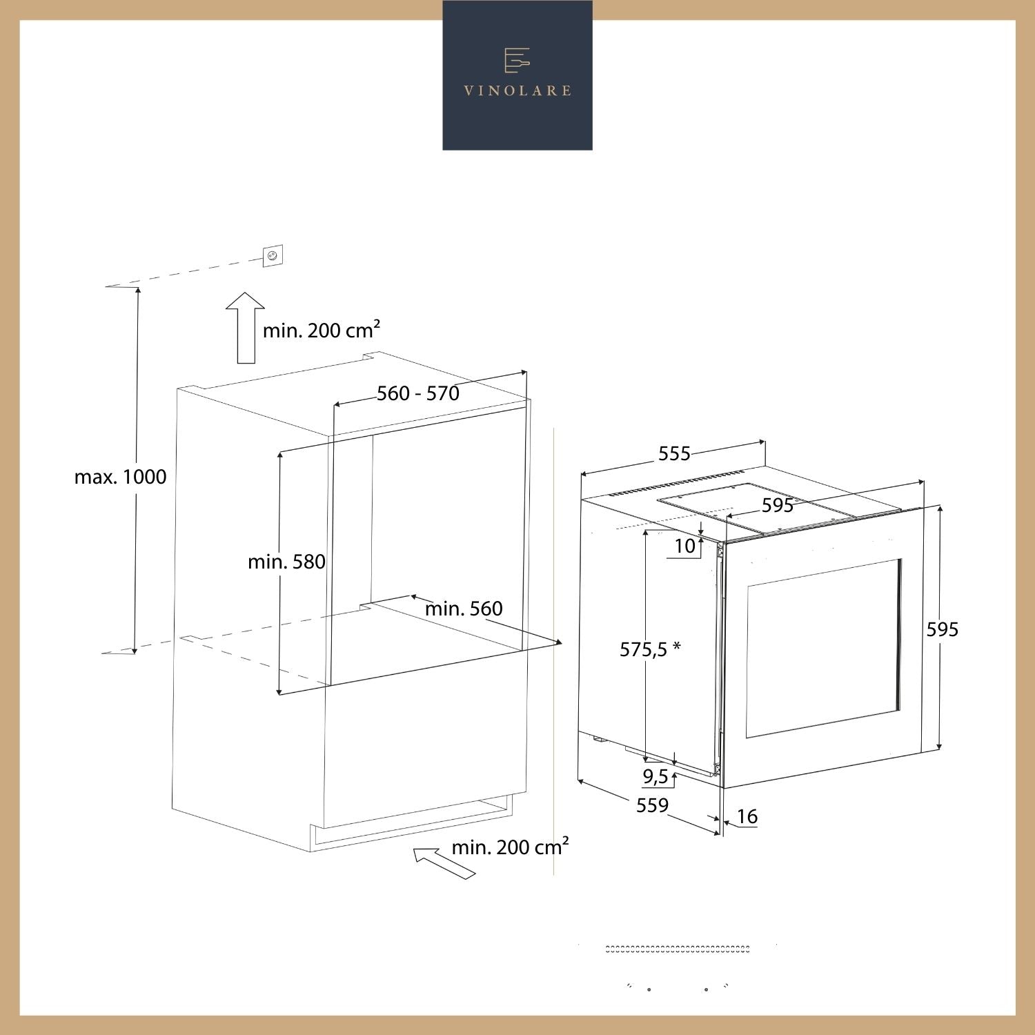 Wijnklimaatkast Vinolare Amore - inbouw